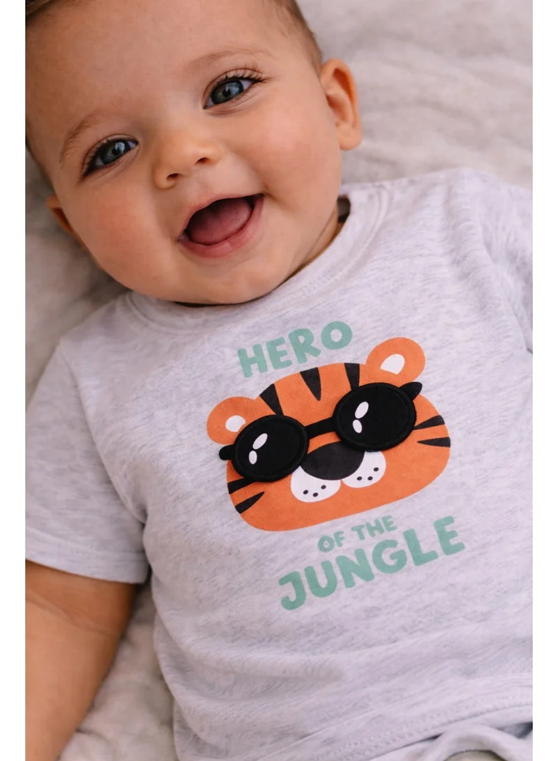 Victor And Jane  Infant Boys’ 2-Piece Set – “Hero of the Jungle” Graphic T-Shirt & Shorts for Men | Best Price UAE